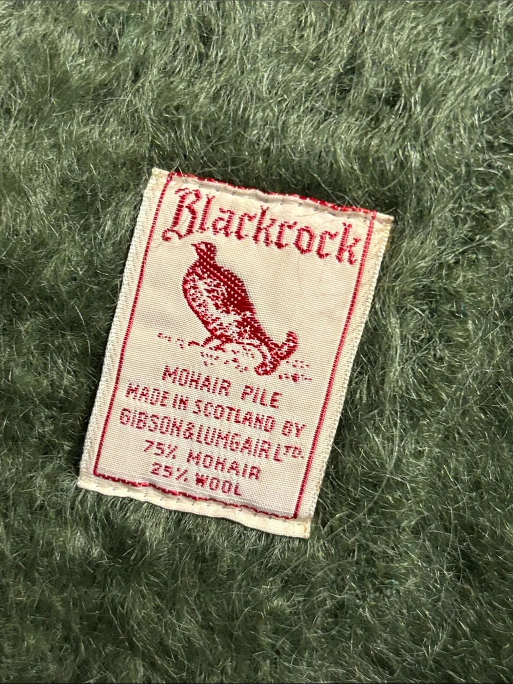 Vintage Blackcock mohair/wool jade color scarf